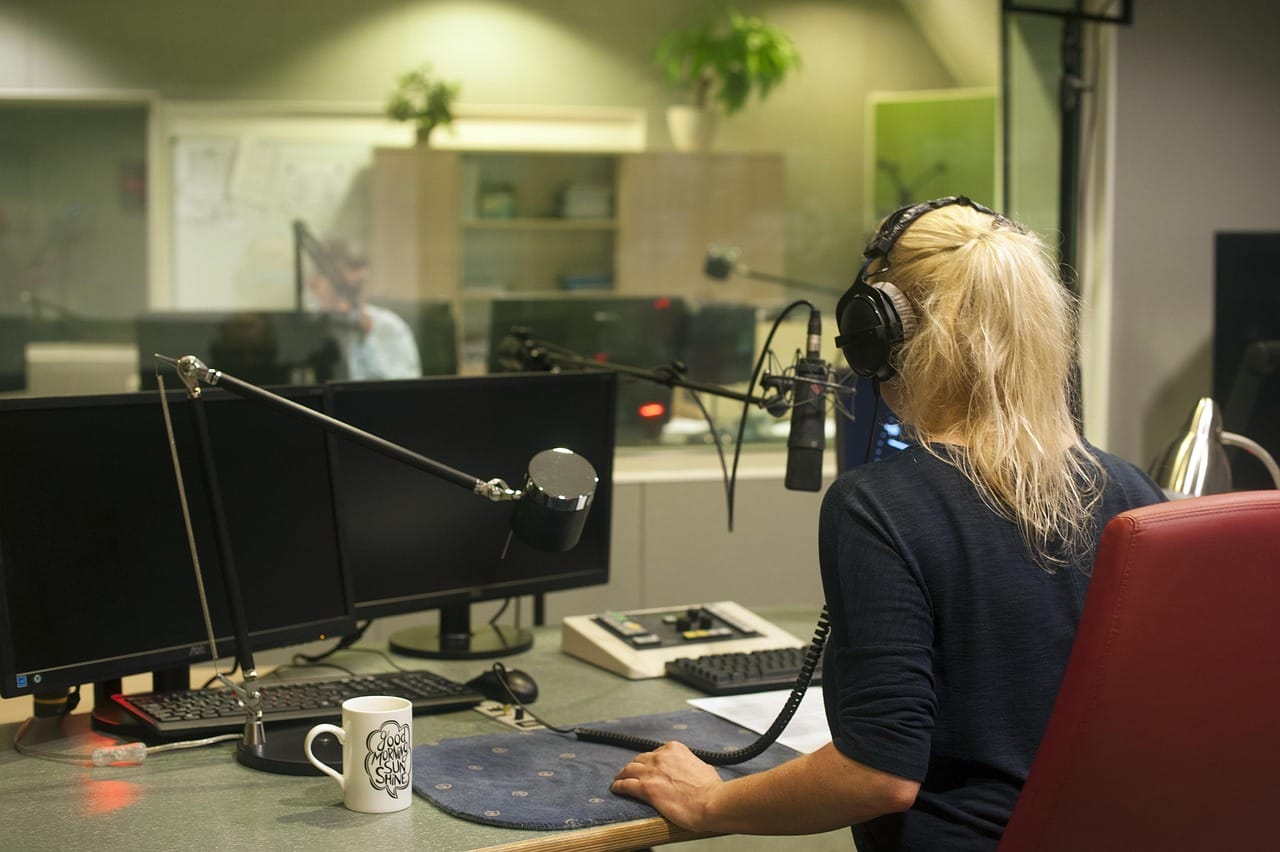 The Airwave studio: two microphones, a lot of foam and a kettle.