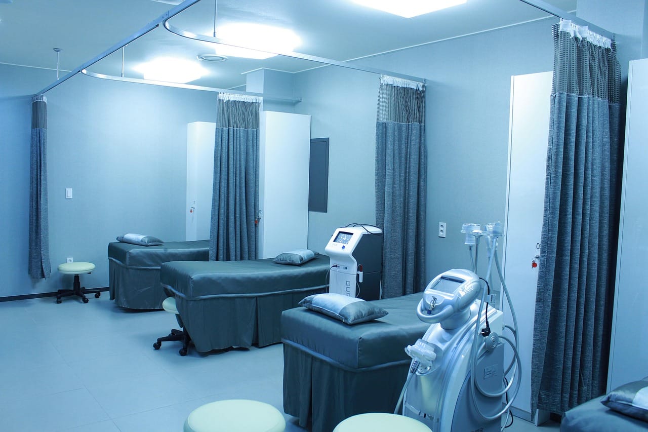 The nurses' station: the only brightly lit place on the ward after midnight.
